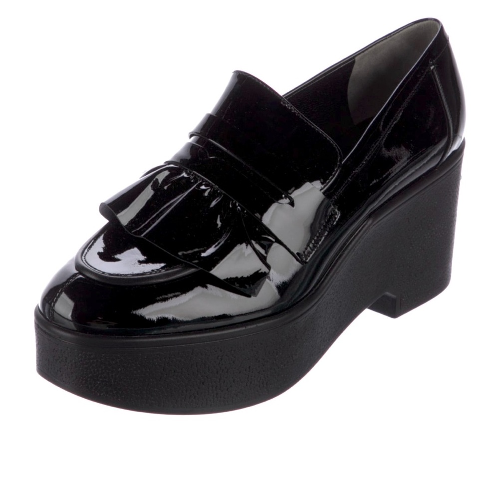 Robert Clergerie Black Gloss Leather Shoes Size 38.5 NWOB